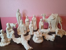 Vintage Carmelite Nuns Handmade Glazed Ceramic Christmas Nativity Set picture