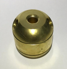 New Large Unfinished Turned Brass 2 Pc. Lamp Cluster Body, 2 Bottom Holes, 1/8F picture