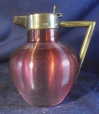 Cranberry threaded glass syrup pitcher P3 picture