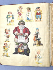 1905 Era Die-Cut Children + Santa Scrapbook in School Book picture
