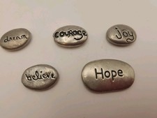 5 Silver Inspirational Message Stones picture