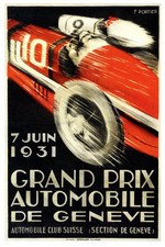 🏎️ 1931 Grand Prix de Genève Racing Poster - 24x36” -Hi-Res 💎 Rare Reprint picture