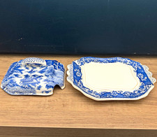 Vintage Trimont Ware Japan Blue White Tureen Lid Underplate Replacement Parts picture