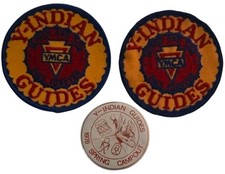 Vtg 2 1976 Ymca Y-Indian Guides Patches & Spring Campout Button  picture