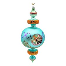 Christopher Radko Razzle Dazzle Three Reflector Christmas Glass Ornament Blue picture