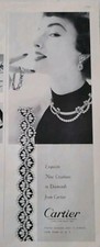 1953 Cartier diamond necklace bracelet earrings vintage fashion ad picture