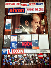 Vtg 161-pc Richard Nixon Election Campaign Poster Stickers Buttons Ephemera Lot picture
