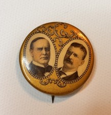 1900 William McKinley & Theodore Roosevelt Political Pinback Button 1 1/4
