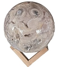10Lb Pink Amethyst Crystal Sphere Beautiful Flowers & Druzy’s With Wood Holder picture