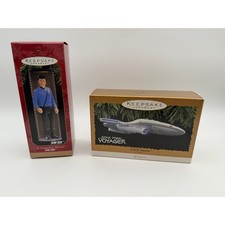 Hallmark Star Trek Keepsake Ornaments Dr McCoy 1997 & USS Voyager 1996 Light Lot picture