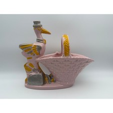 Vintage Haeger USA Pink Stork Baby Basket Planter Ceramic Pottery T036 picture