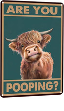 Western & Highland Cow Gifts Funny Highland Cow Are You Pooping Vintage Tin Sign picture