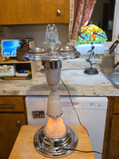 1930s Americana Lighted Smoking Stand/Lamp, Americana/Agate/Vintage/Bar Decor picture