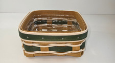 Longaberger Square Basket Green & White  Protector 2009 5.5