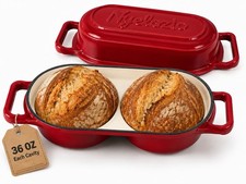 Best Double Dutch Oven for Sourdough Bread Baking Enameled Cast Iron Loaf Pan 2 picture