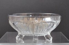 Vintage Clear Glass Bowl 3 Toe Foot Part Divide Section Silver Rim Overlay GY12 picture