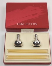 Vintage Elsa Peretti Halston Silver Candlesticks w/ Taper Candles picture