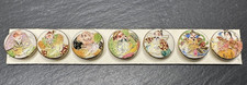 SEVEN GODS OF GOOD FORTUNE JAPANESE SATSUMA STYLE BUTTONS ON CARD N834 picture