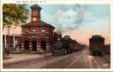 Erie Depot Elmira New York NY Train Station Rubin Bros Vintage Postcard picture