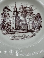 Vintage Bruton Parish Church Williamsburg Virginia Ashtray Brown Transferware 5