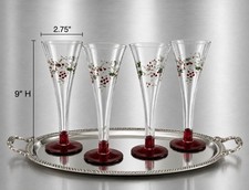 PFALTZGRAFF Flut  Winterberry  Set Of  4 Glassware set, Green Holly/Red Berries picture