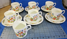 SET Vintage Aynsley Cottage Garden Demitasse 7 Cups & 6 Saucers Made in England picture