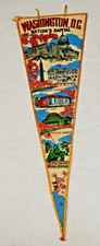 Vintage Washington DC Souvenir Pennant 1950s 6 Landmarks Cherry Blossoms 9X29In picture