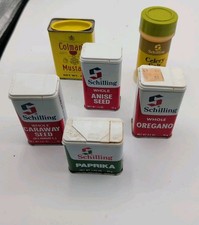 Vintage Spice Tin Lot Schilling Colman’s Mustard Retro Kitchen Decor picture
