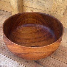 Exquisite MCM Koa Wood Hawaiian large 13”Salad Bowl Signed kealakekua Kona  picture