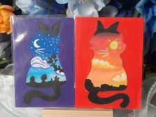 ACEO Cute Original Dusk & Day Cats each 2.5