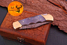 Handmade Back Lock Folding Pocket knife camping Hunting Knife With Pouch 891 picture