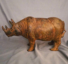 Vintage Cast Bronze Rhinoceros Sculpture 12