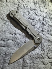 Chris Reeve Inkosi Gray Titanium Handle Frame Lock Plain Drop Point Pocketknife picture