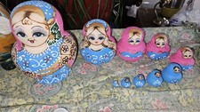 Vintage Hand painted Matryoshka Russian Set of 10 Nesting Dolls unSigned picture