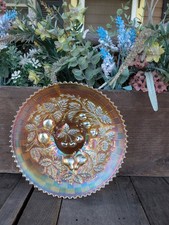 Vintage Northwood Marigold Three Fruits Carnival Glass 9