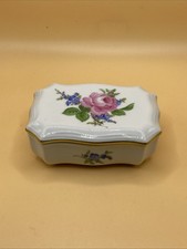Vintage Meissen Porcelain HP Dresden Flowers Trinket Jar/box picture