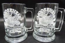 2 Moosehead Canadian Lager Beer Glass Mug Tankard Steins - Etched Logo picture