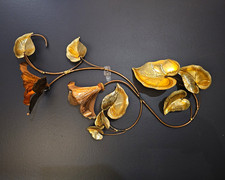Vintage MCM Mid Century Modern Brass Copper floral wall hanging picture