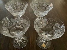 4 VTG Czech Cut Crystal Champagne Coupes / Sherbet Glasses - Set ds17 picture