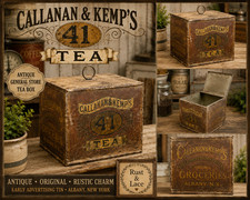 Antique Callanan & Kemp’s 41 Tea Tin Advertising Box Albany NY picture