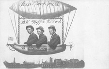 RPPC New Orleans Airship Fantasy Postcard - Buzz Tork Field, G.W. Moffit Willard picture