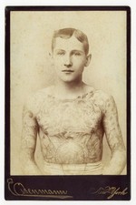 Tom Sidonia: Tattoo Boy, Circus Side Show Eisenmann Cabinet Photo Man J15569 picture