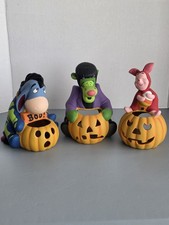 Vtg Disney Direct Halloween Candle Holder Set Tigger Piglet Eeyore RARE Luminary picture