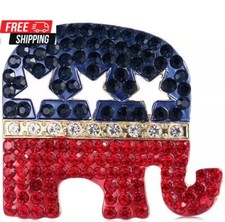 Donald Trump MAGA GOP BLING Rhinestone Pin Brooch Republican Party Elephant picture