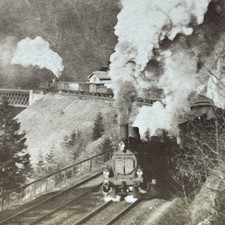 St. Gotthard Railway Switzerland Stereoview B. W. Kilburn 1902 Steam Train picture