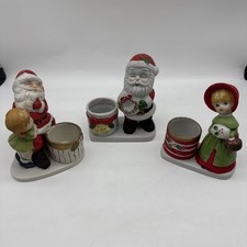 2 Vintage Jasco Luvkins And 1 Made In Taiwan Christmas Candle Holders picture