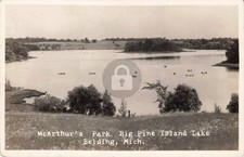 McArthur's Park Big Pine Island Lake Belding MI RPPC Photo Postcard COPY picture