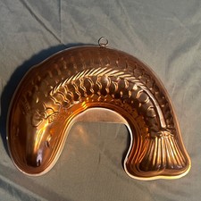 Vintage 5 1/2 Cup Copper Fish Shaped, Wall Hanging ,Jello Mold Kitchen Décor picture