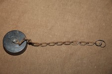 Original Early WW2 U.S.M.C. Style Canteen Black Flat Cap w/Metal Chain picture