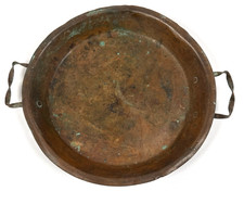 Vintage Drumgold 115 Copper Serving Tray Round Handled Platter Rustic Decor picture